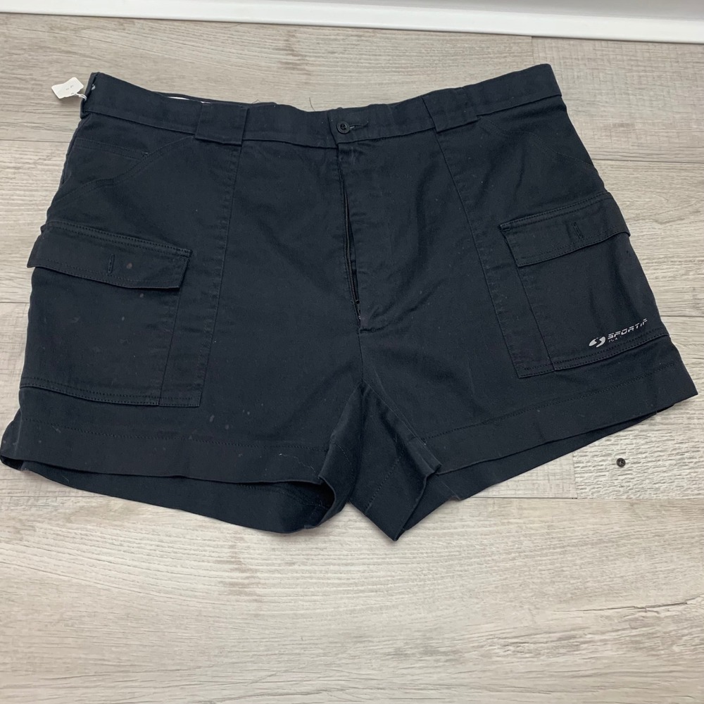 Sportif USA Mens Black Cargo Shorts Size 40 Stretch Twill Outdoor Utility Hiking